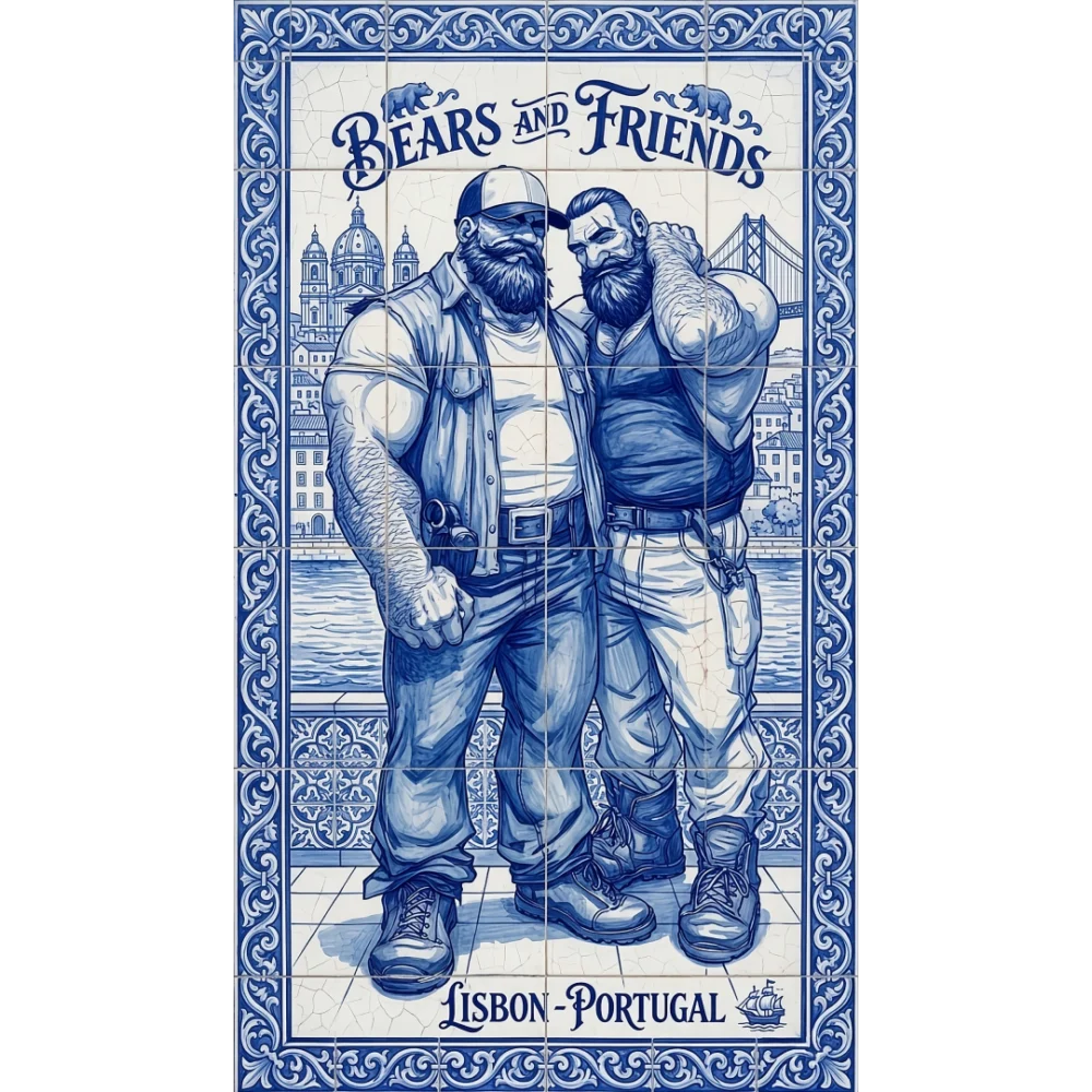 Azulejo Bears and Friens Lisbon - t-shirt - white