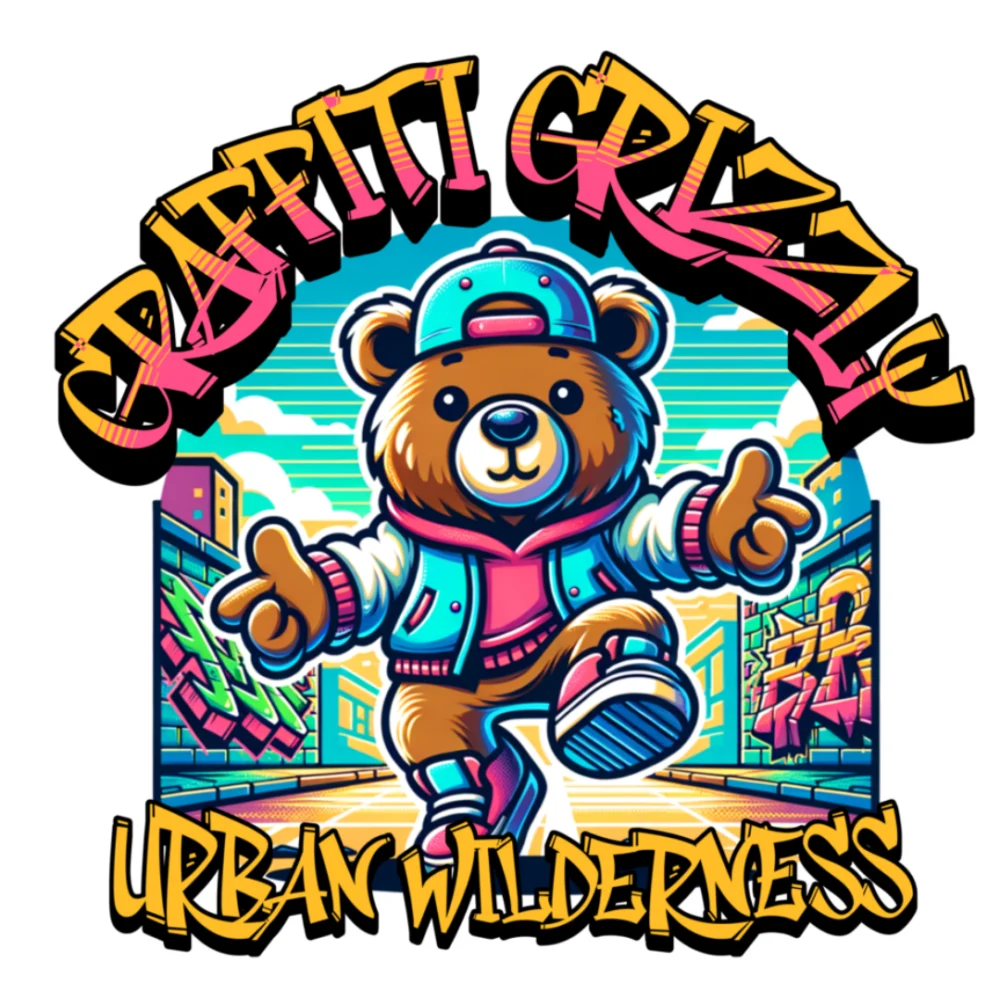 Graffiti Grizzly - t-shirt - white