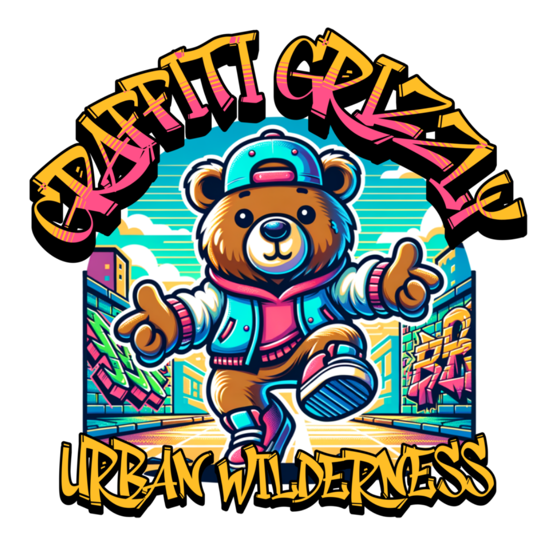 Graffiti Grizzly - t-shirt - white