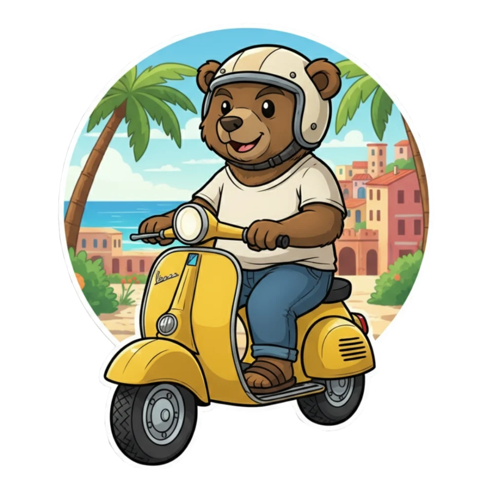 Scooter Bear - t-shirt - white