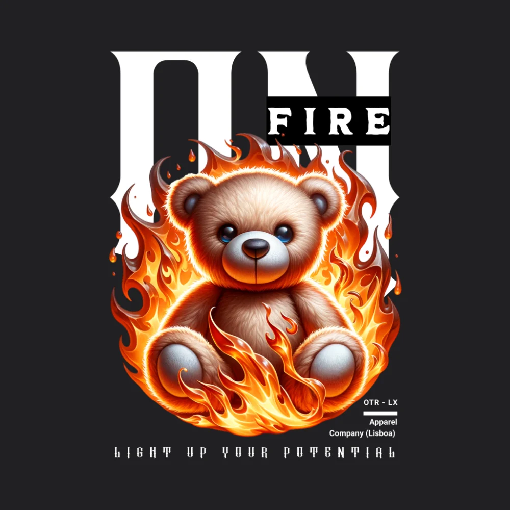 Bear On Fire - t-shirt - black
