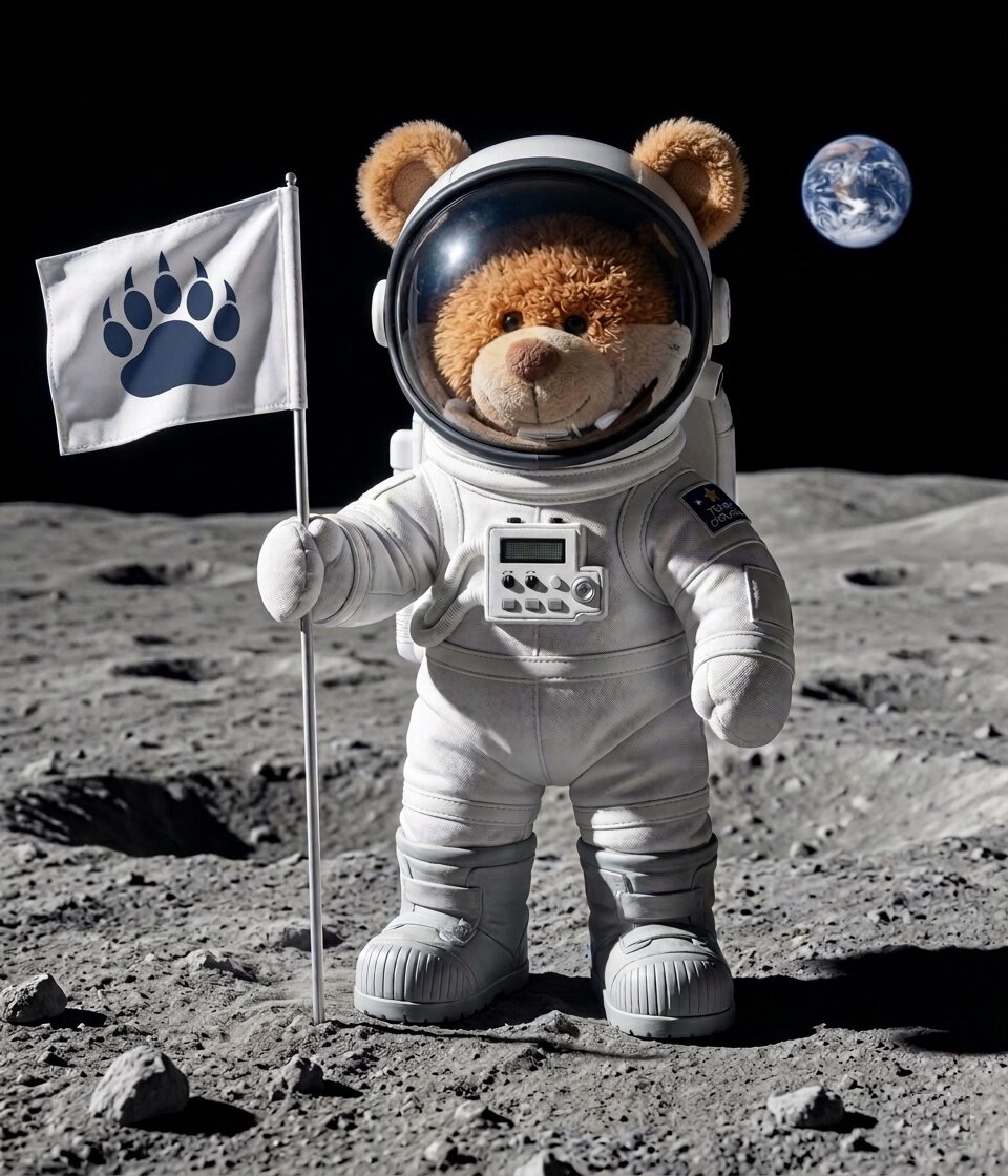 Bear on the Moon - t-shirt - black
