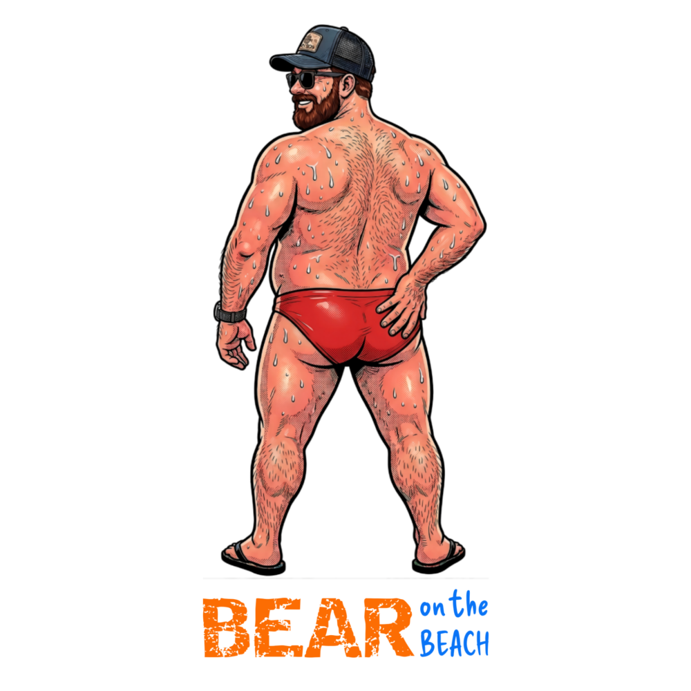 Bear on the Beach - t-shirt - white