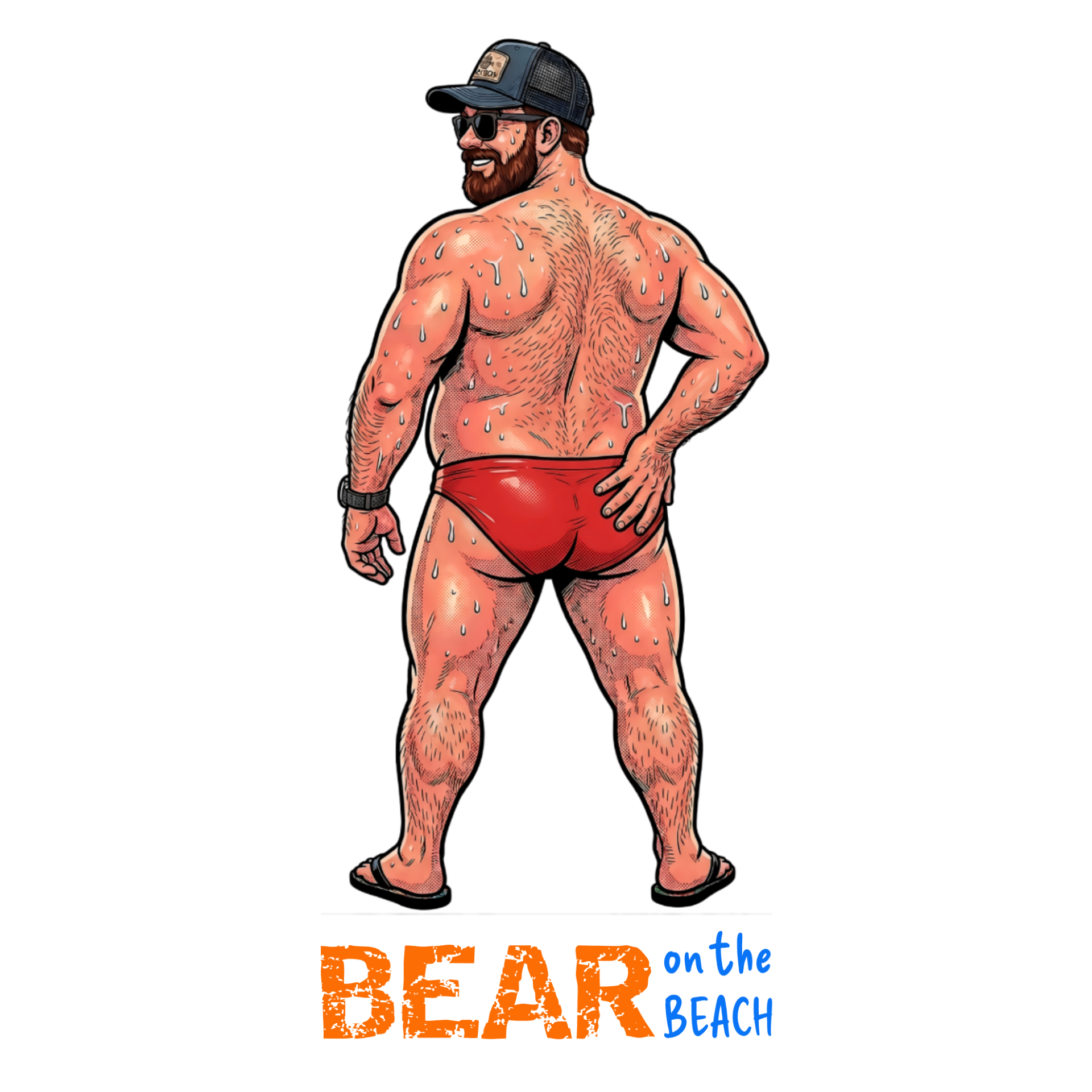 Bear on the Beach - t-shirt - white