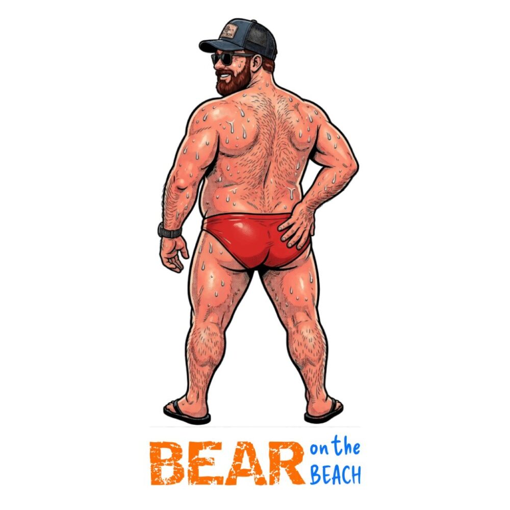 Bear on the Beach - t-shirt - white