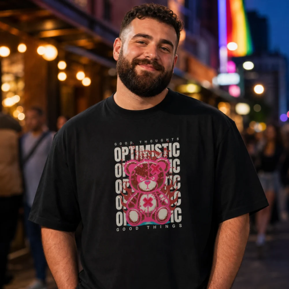 Optimistic Bear- t-shirt - black