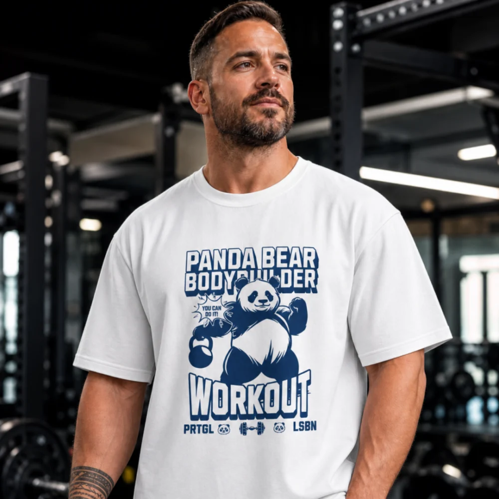 Panda Bear Bodybuilder- t-shirt - white